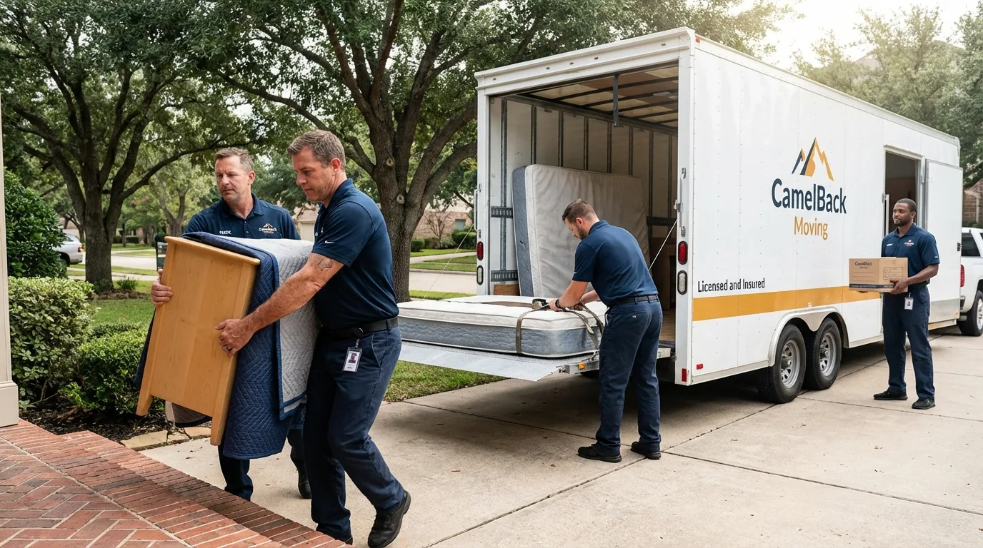 Crew loading residential truck for cross-state move from Lincolnwood, IL