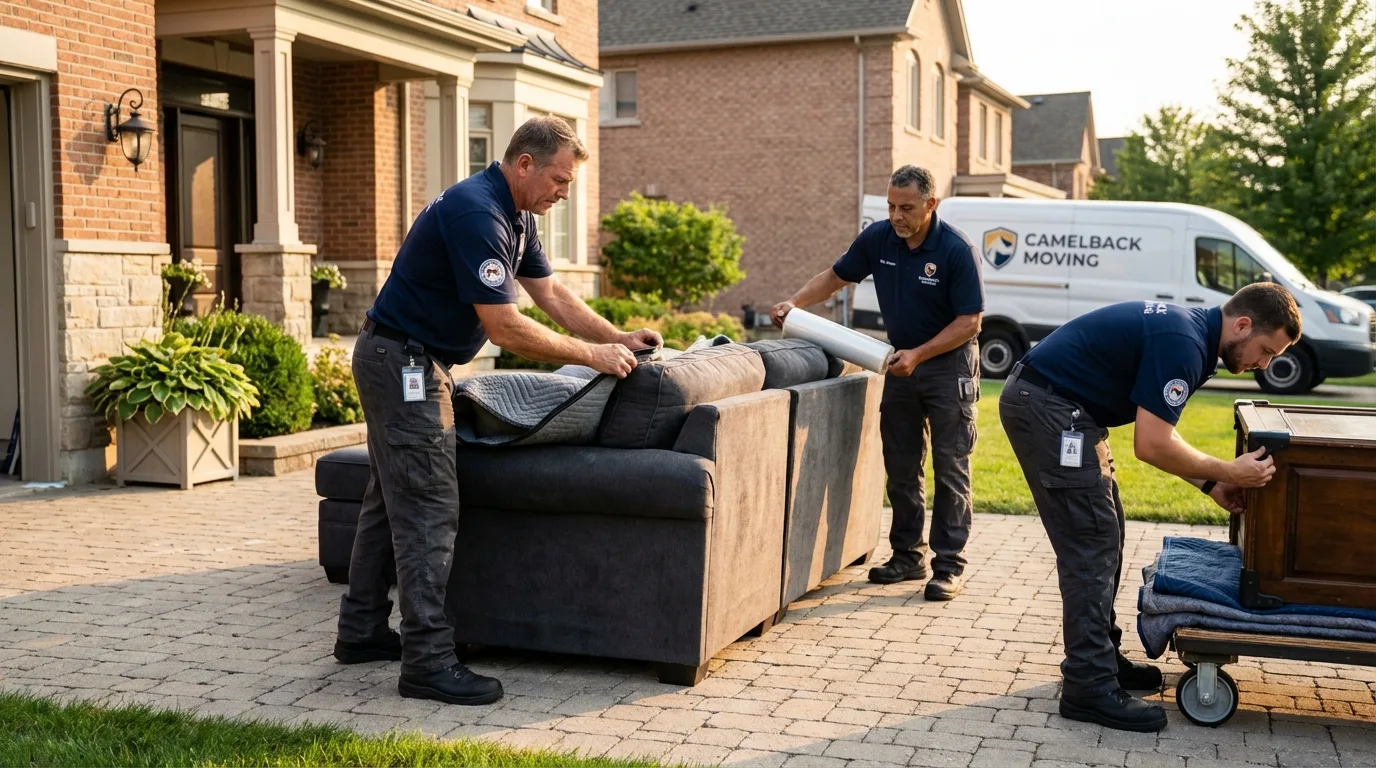 Large estate moving crew wrapping furniture in Lincolnwood, IL