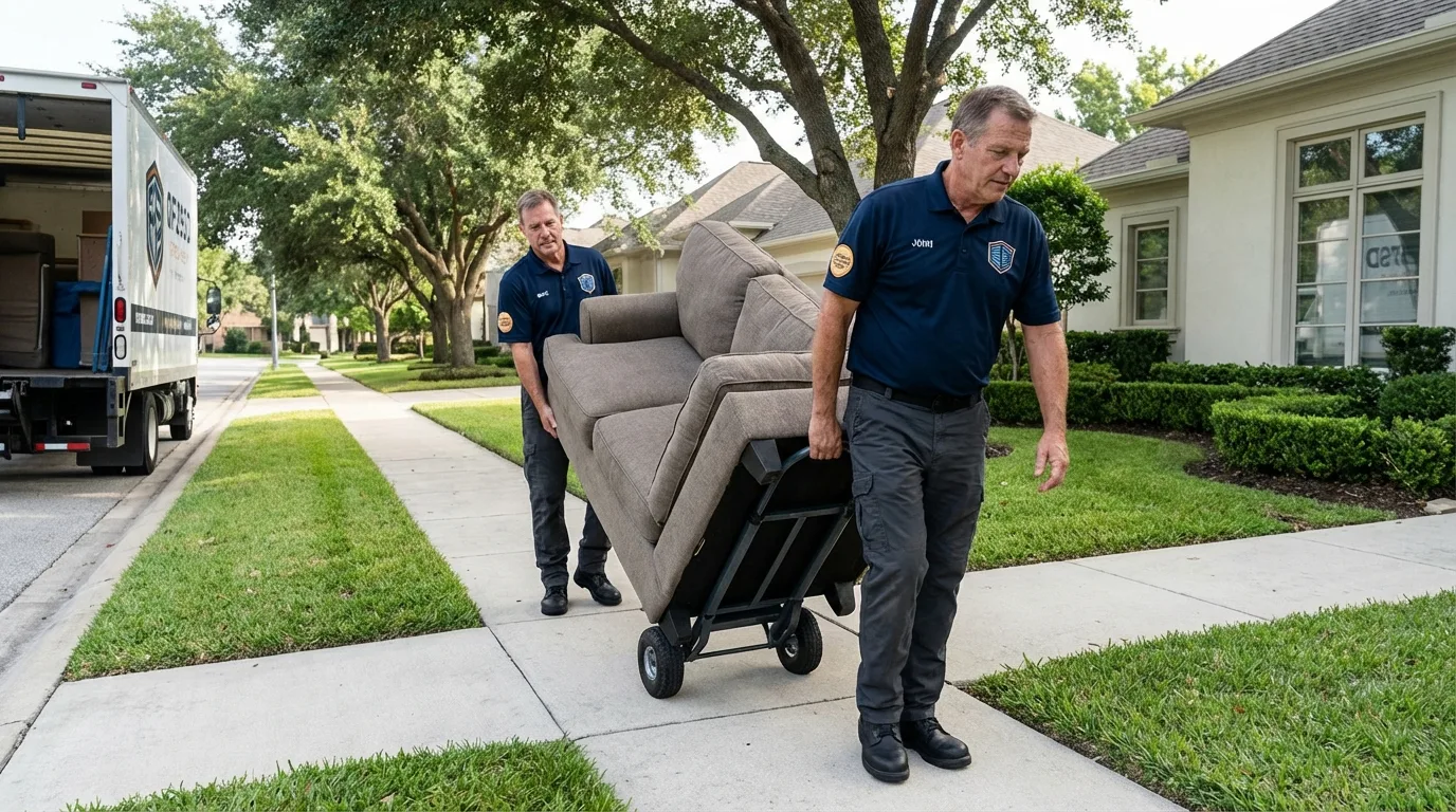 Local residential moving crew loading furniture in Lincolnwood, IL