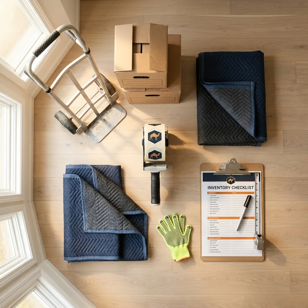 Professional moving supplies and packing materials layout for Lincolnwood residential relocations